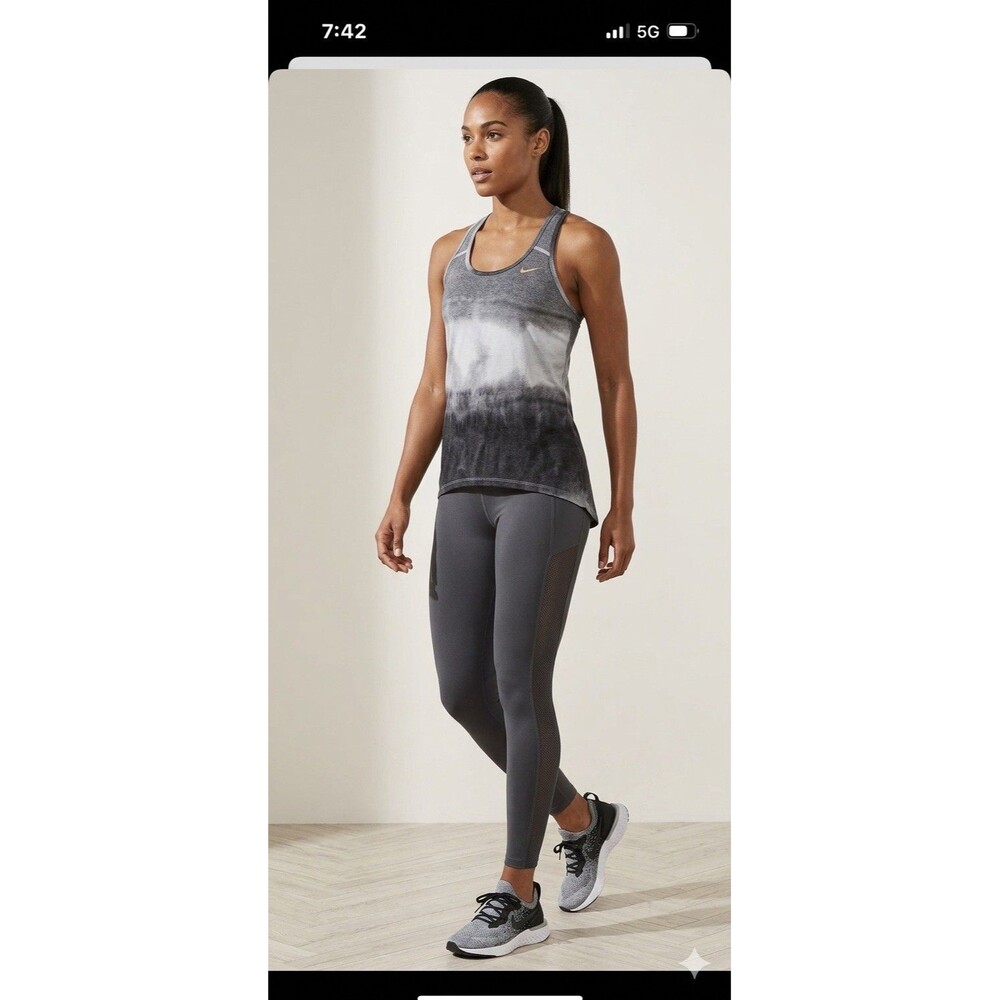 Nike Dri-FIT Racerback Tank Top Women’s XS Grey Tie Dye Ombre Training Gym
